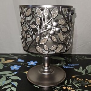 Bath & Body Works Silver Floral Candle Holder